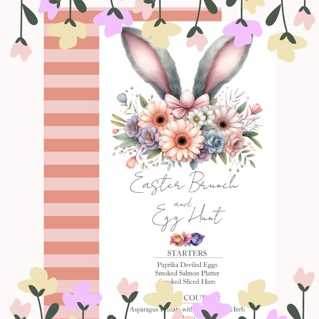 Invitación Menú de Brunch de Pascua Aroma de conejo floral (Subido por el creador)