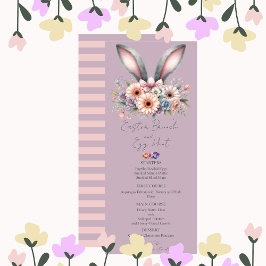 Invitación Menú de Brunch de Pascua Tía de conejito floral Ea