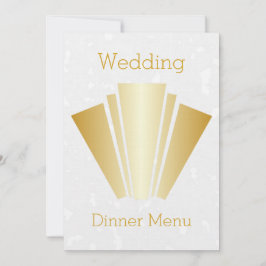 Invitación Menú de cena boda Art Deco dorado