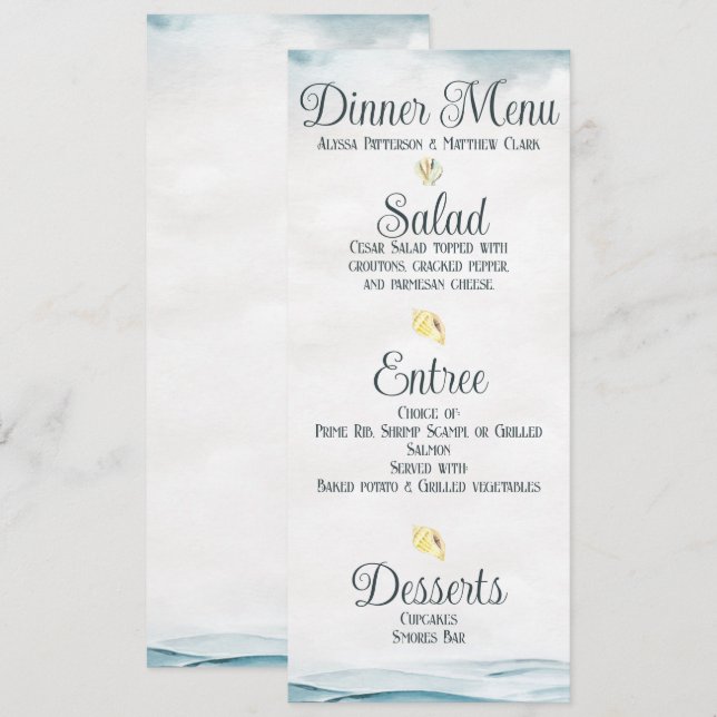 Invitación Menú de cena Boda Náutico (Anverso / Reverso)