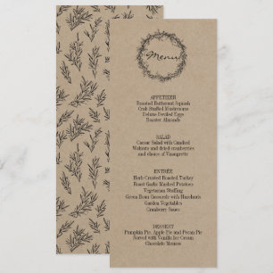 Invitación Menú de cena de Acción de Gracias de Rustic Kraft