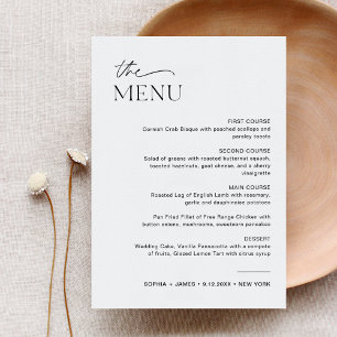 Invitación Menú de cena de Boda de la marina NEVE 5x7 con tar