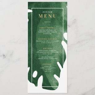 Invitación Menú de cena de hojas tropicales verdes