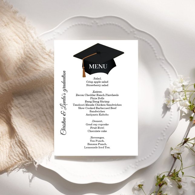 Invitación Menú de cena de la fiesta de graduación en blanco  (Subido por el creador)
