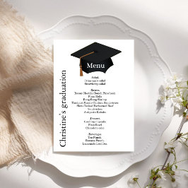 Invitación Menú de cena de la fiesta de graduación en blanco 
