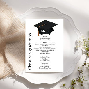 Invitación Menú de cena de la fiesta de graduación en blanco 