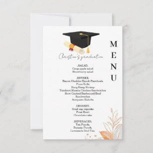 Invitación Menú de cena de la fiesta de graduación romántica 