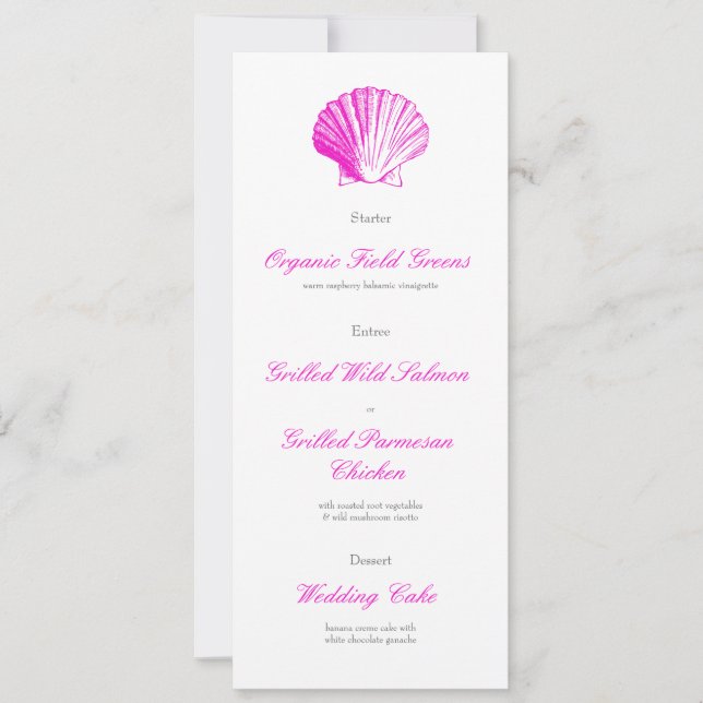 Invitación Menú de cena de la recepción de la recepción de la (Anverso)