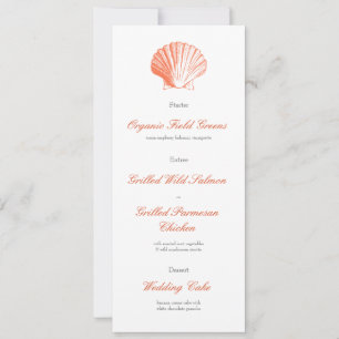 Invitación Menú de Cena de Recepción de Boda de Conchas de Co