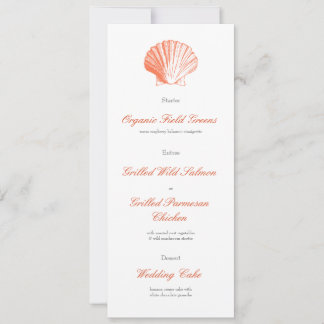 Invitación Menú de Cena de Recepción de Boda de Conchas de Co