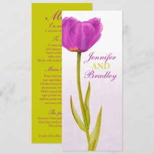 Invitación Menú de cena de recepción de boda de tulipanes púr