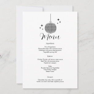 Invitación Menú de cena Disco Ball