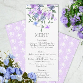Invitación Menú de cena en el Bouquet de rosa azul violeta