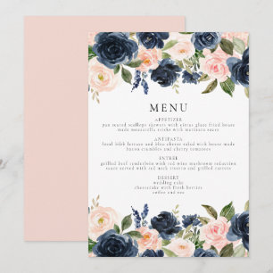 Invitación Menú de cena floral romántica y dulce de la marina