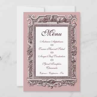 Invitación Menú de cena formal barroco 25 años