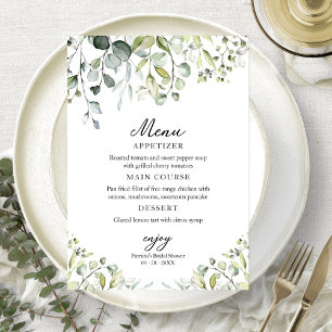 Invitación Menú de Desayuno Nupcial con Verde y Eucalipto Ado