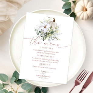 Invitación Menú de Ducha de Novia de Calabaza Verde Otoño par