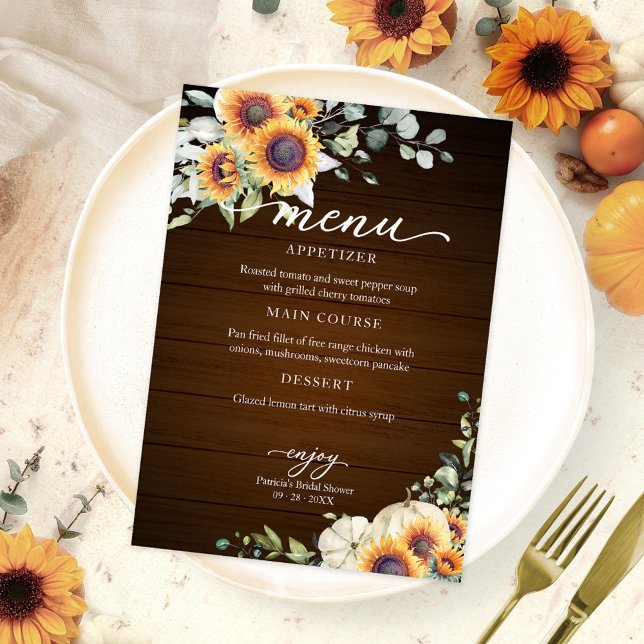 Invitación Menú de ducha de novia de girasoles de vegetación (Subido por el creador)