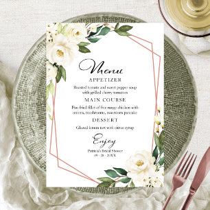 Invitación Menú de ducha de novia geométrico con vegetación p