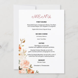 Invitación Menú de Entrada Floral Rosa y Melocotón 2