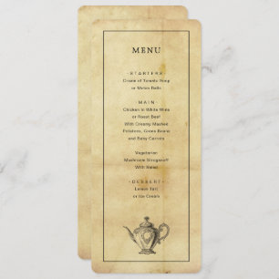 Invitación Menú de estilo de distrés de vejez vintage