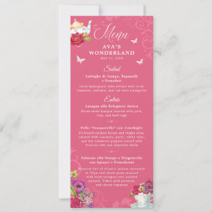 Invitación Menú de fiesta de flores vibrantes de Alicia en el