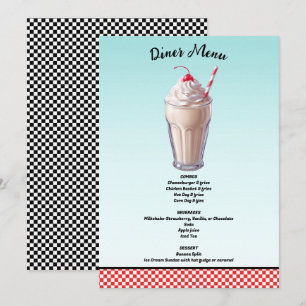 Invitación Menú de fiesta de helado de batido de leche de res