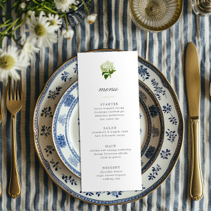 Invitación Menú de Hortensia Blanca Grandmillennial