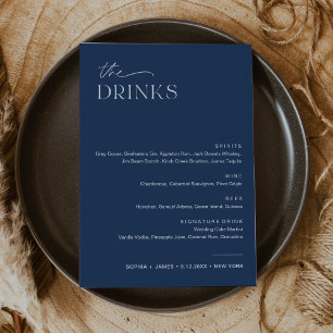 Invitación Menú de la barra de bebidas del Boda de la marina