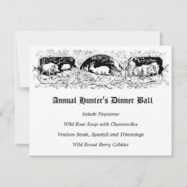 Invitación Menú de la cena de los partidos de caza de cazador
