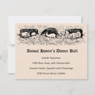 Invitación Menú de la cena de los partidos de caza de cazador