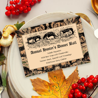 Invitación Menú de la cena de los partidos de caza de cazador