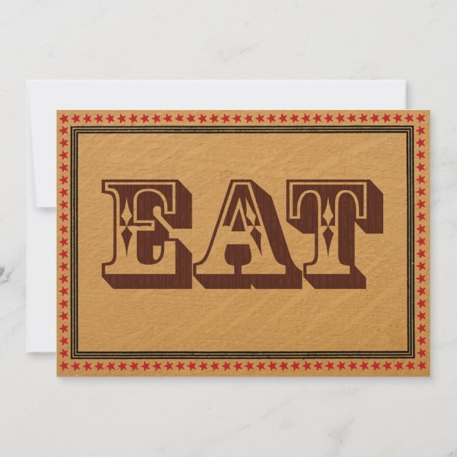 Invitación Menú de la cena de recepción al estilo occidental (Reverso)