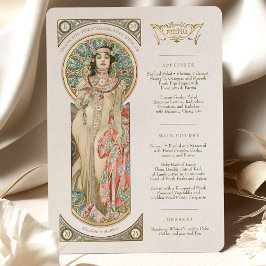 Invitación Menú de lujo Boda Art Nouveau de Mucha
