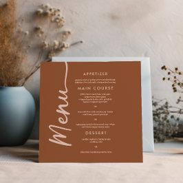 Invitación Menú de moda Boho Brown Terracotta
