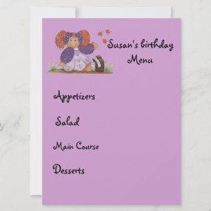 Invitación menú de niño