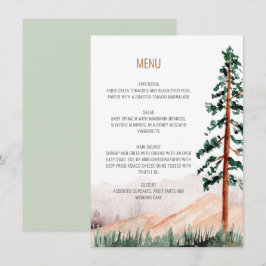 Invitación Menú de paisaje de montañas rústicas elegantes
