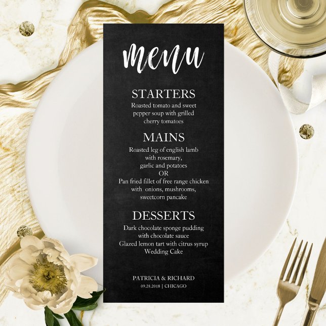 Invitación Menú de Pizarra en Blanco y Negro (Subido por el creador)