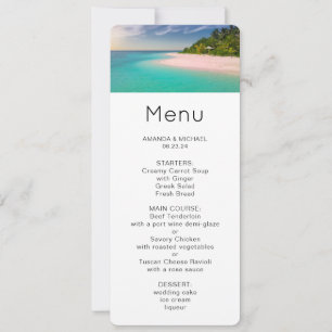 Invitación Menú de playa tropical del océano aguamarina