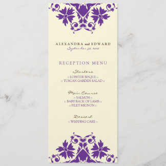 Invitación Menú de recepción de boda con sello decorativo (pú