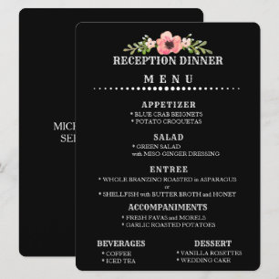 Invitación MENÚ DE RECEPCIÓN DE BODA DE personalizable