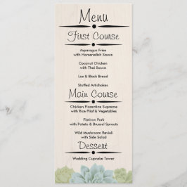 Invitación Menú de Recepción de Boda de Suculentas Rústicas