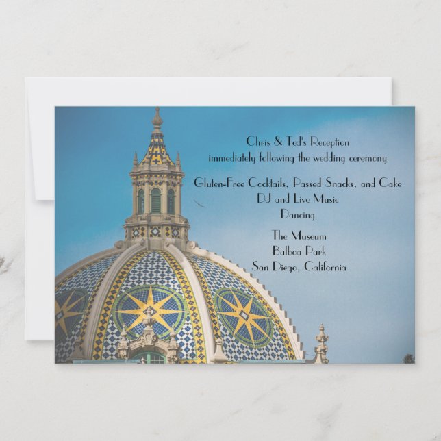 Invitación Menú de Recepción en la Cúpula Mosaico del Parque  (Anverso)