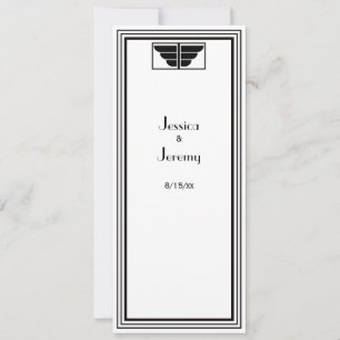 Invitación Menú de Recepción Marco Negro Blanco Art Déco Vint