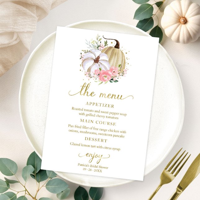 Invitación Menú de regadera floral de calabaza de otoño para  (Subido por el creador)