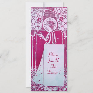 Invitación MENÚ DE RESTAURANTE MONOGRAMA Rosa Blanco Cena,Bru