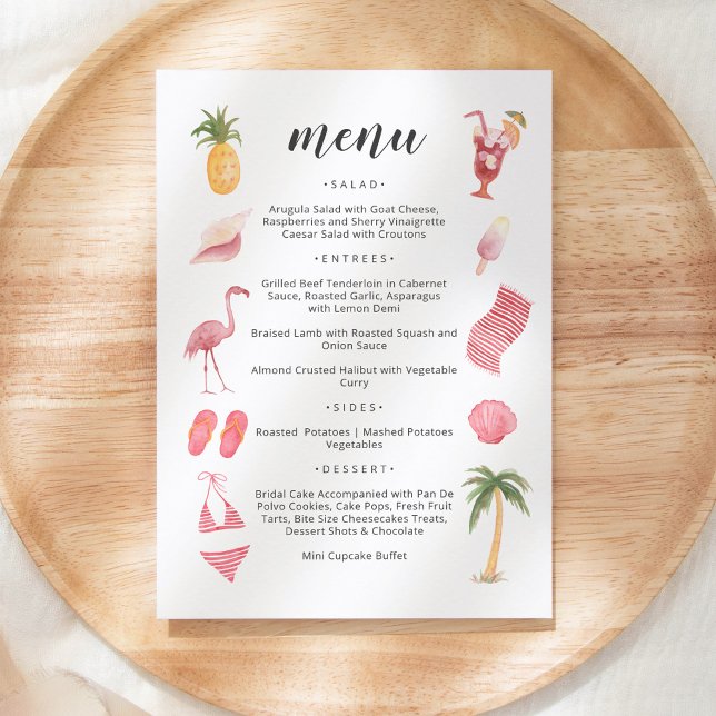 Invitación Menú de tema de playa con acuarela (Subido por el creador)