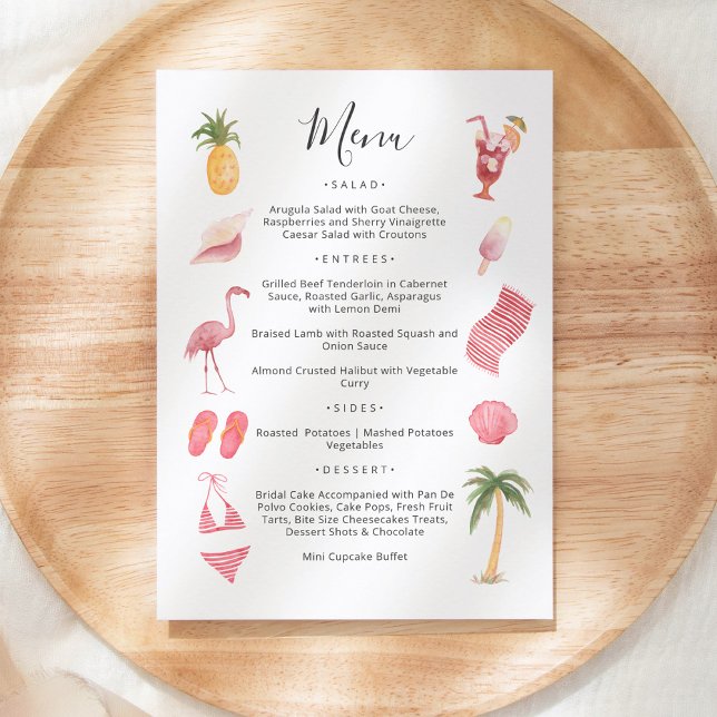 Invitación Menú de tema de playa con acuarela (Subido por el creador)