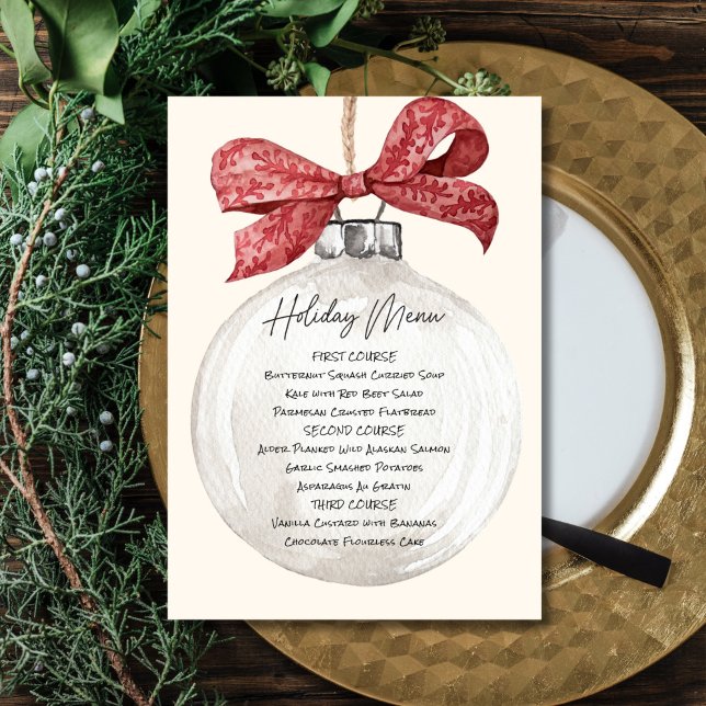 Invitación Menú de vacaciones con ornamentos impresos (Subido por el creador)