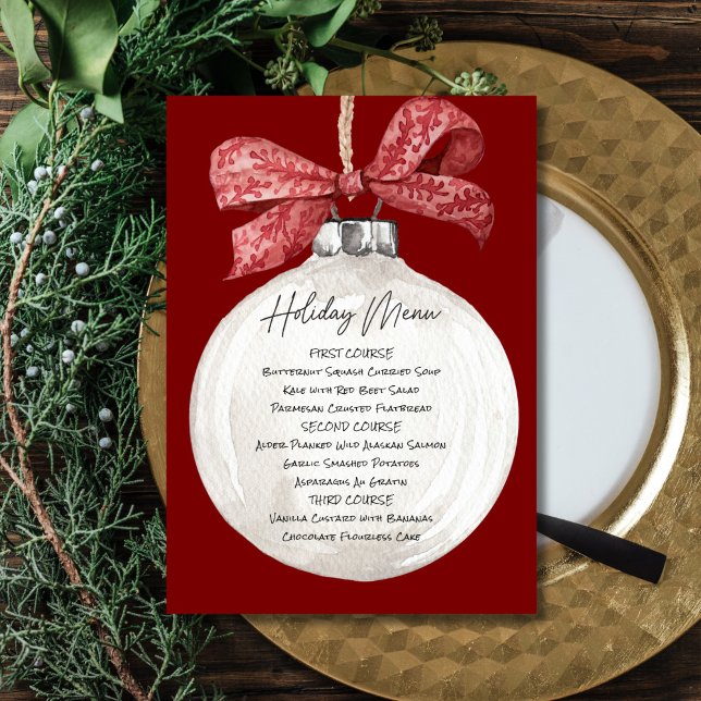 Invitación Menú de vacaciones con ornamentos impresos (Subido por el creador)